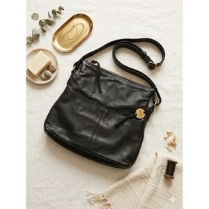 Margot New York Black Pebbled Leather Crossbody Bag Minimalist Clean Girl